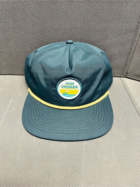 Sun Cruiser Adjustable Snapback Baseball Cap Hat Blue/Teal with Yellow Rope Trim